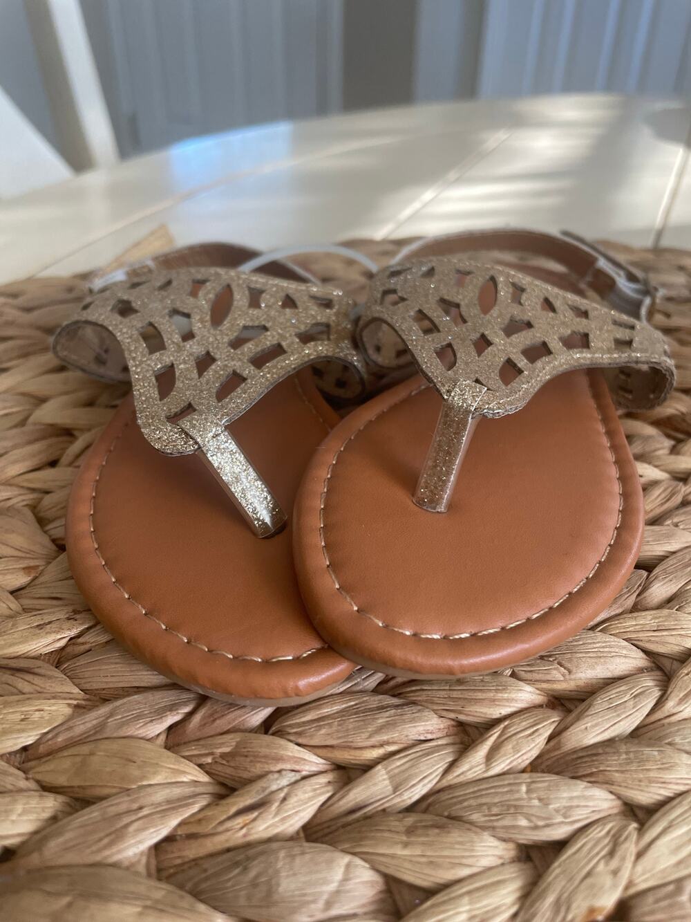 Petalia Girl T-Strap Kids Thong Sandal with Ankle Strap - Gold, S99